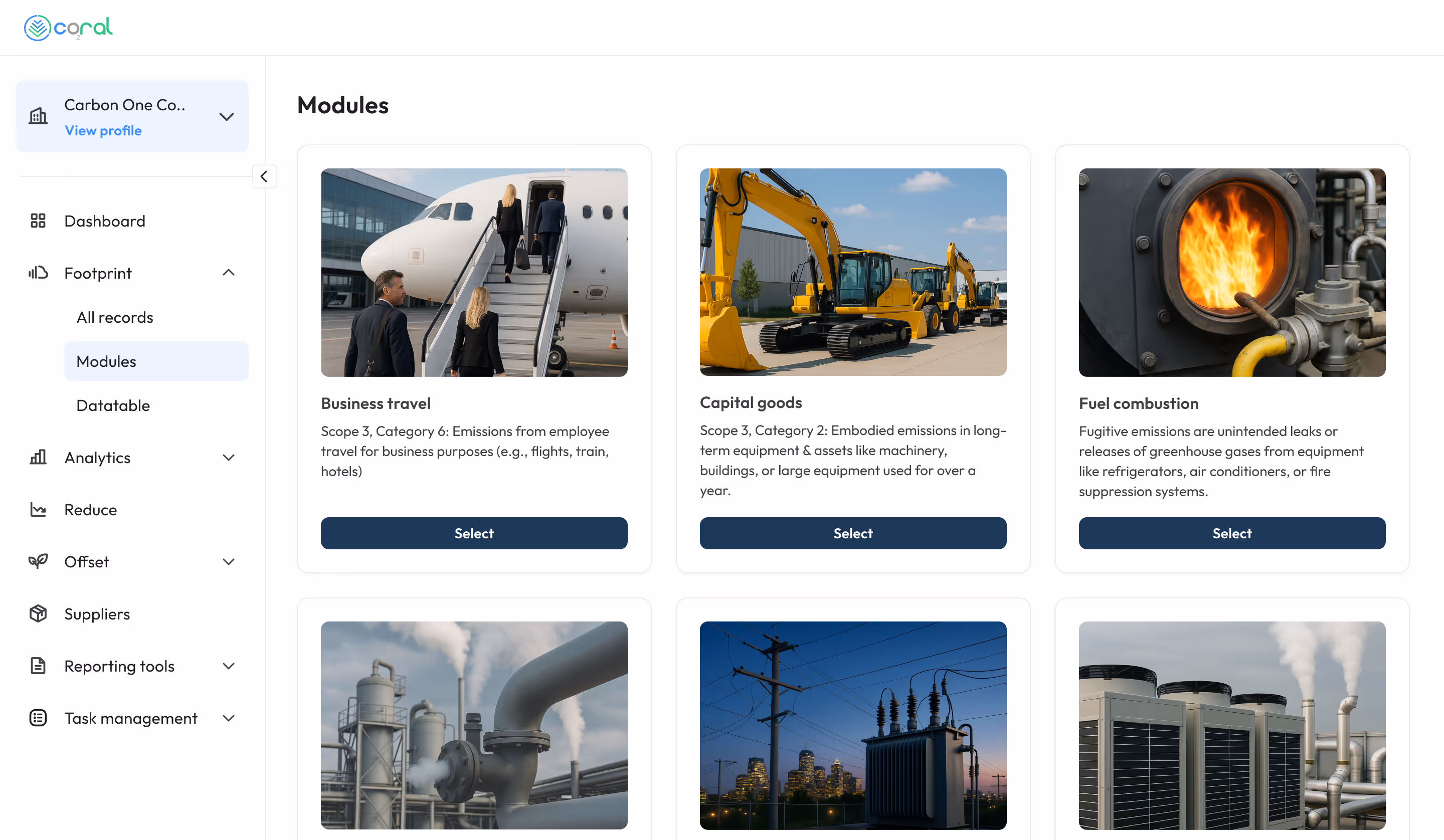 Coral ESG Reporting Platform dashboard with Environmental, Social, and Governance metrics