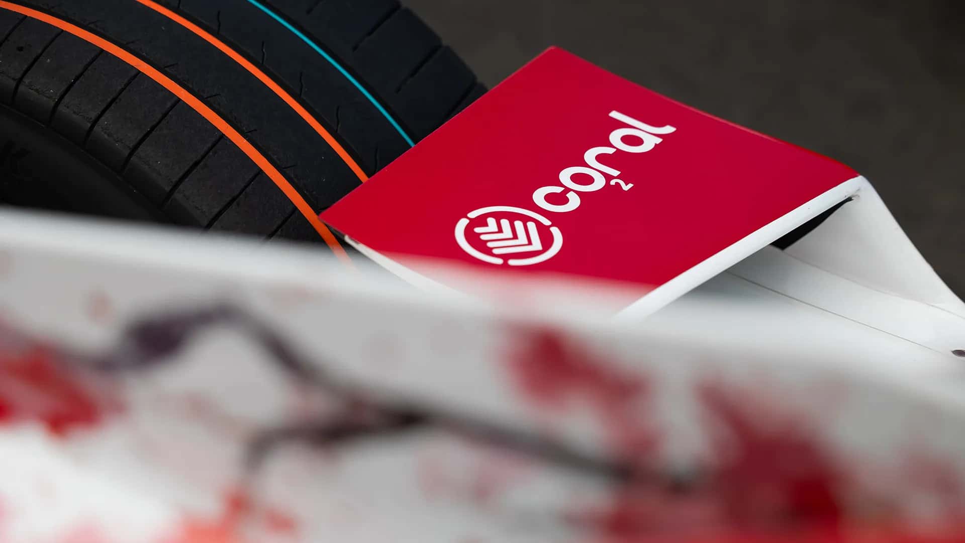 Coral logo displayed on the Nissan Formula E racing car bodywork